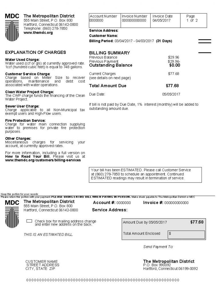 Estimated Water Bills | The MDC