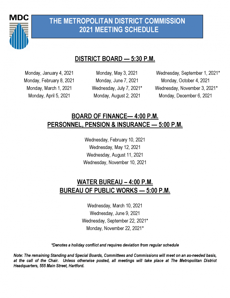 Meeting Schedule The MDC