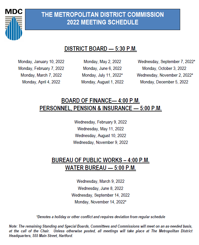 Meeting Schedule | The Mdc