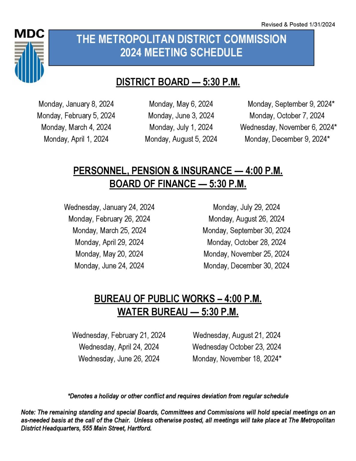 Meeting Schedule The MDC